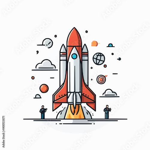 Rocket launch cartoon vector