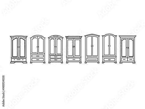 Modern Wardrobe Outline Illustrations