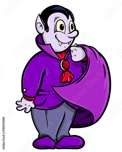 Cute Cartoon Dracula with Cape