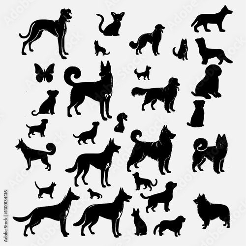 set of silhouettes of dogs