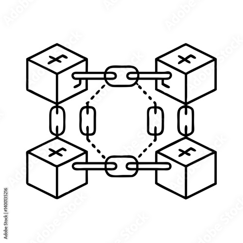 Blockchain Technology Illustration Showing Interconnected Data Blocks and Secure Links