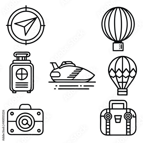Travel and tourism vector icons