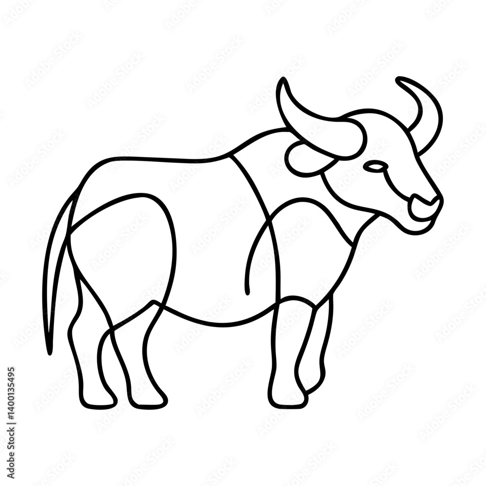 Single Line Drawing of a Majestic Bull a Continuous Line Art Illustration of a Powerful Bovine Animal Single Line Drawing of a Majestic Bull a Continuous Line Art Illustration of a Powerful Bovine Animal