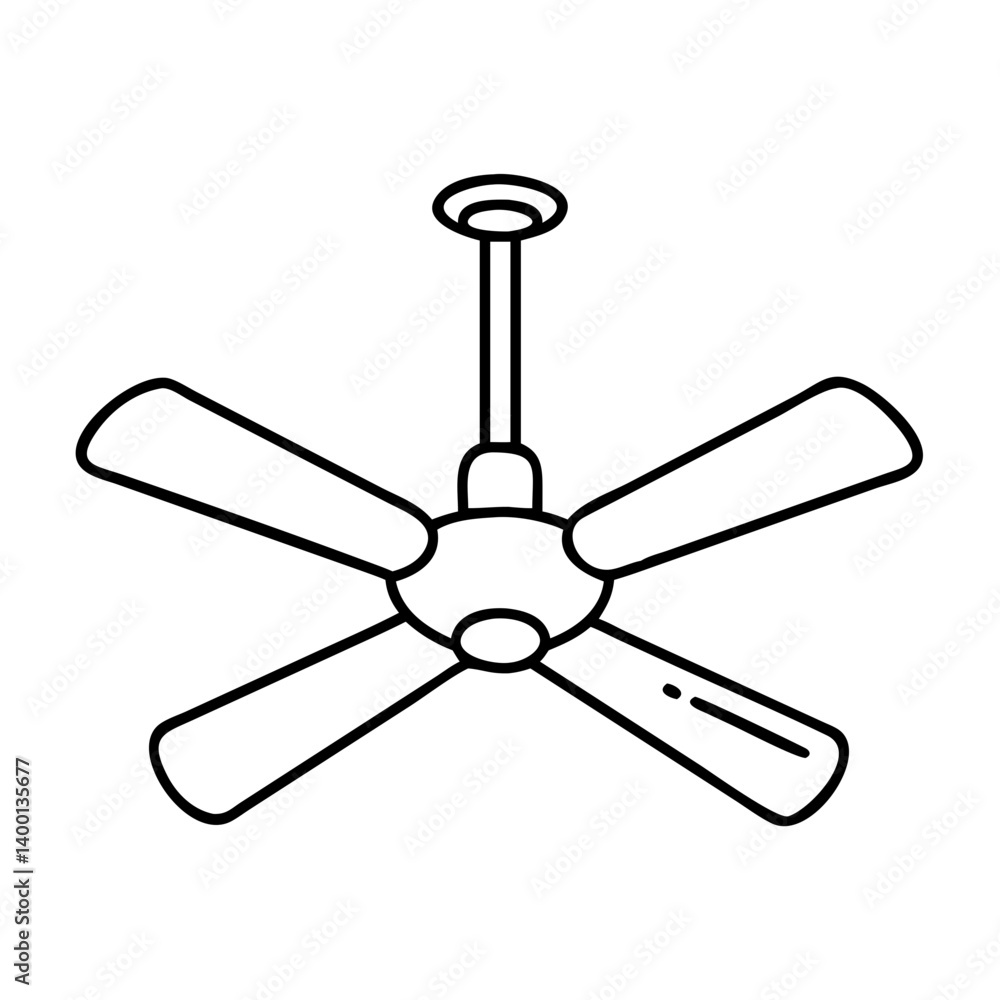 Ceiling Fan Illustration Line Drawing Home Interior Design Element Ceiling Fan Illustration Line Drawing Home Interior Design Element