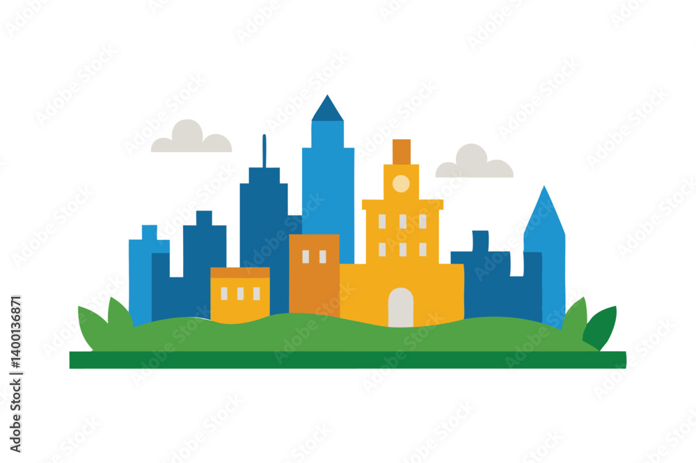 Fototapeta premium City vector on white background
