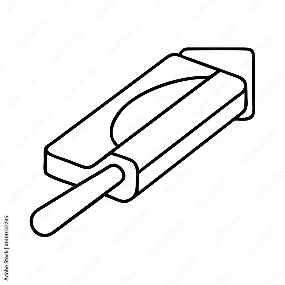 Line art illustration of a popsicle on a stick in a package Line art illustration of a popsicle on a stick in a package