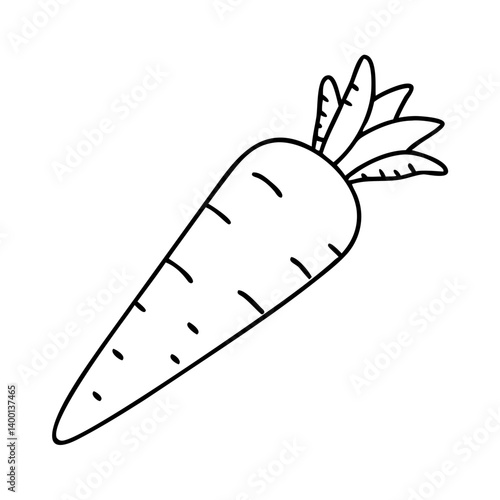 A Simple Line Drawing of a Single Orange Carrot Vegetable