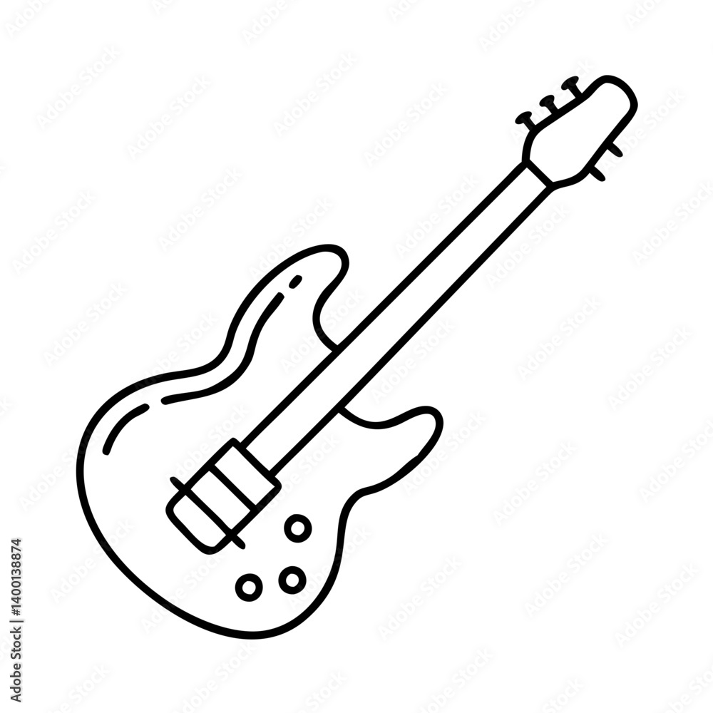 Line art drawing of a bass guitar musical instrument Line art drawing of a bass guitar musical instrument