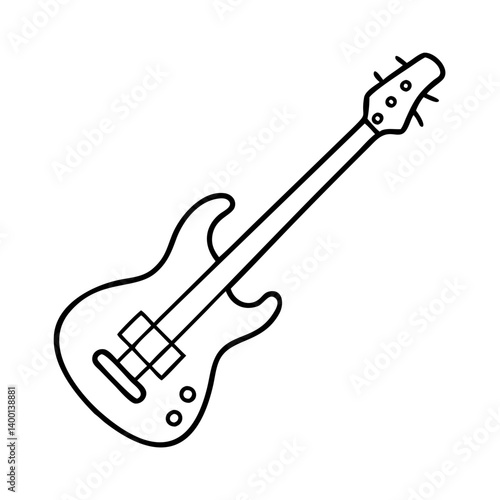 Line drawing of a bass guitar musical instrument