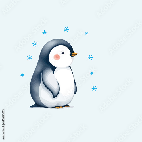 minimalistic vector Image of funny penguin cartoon