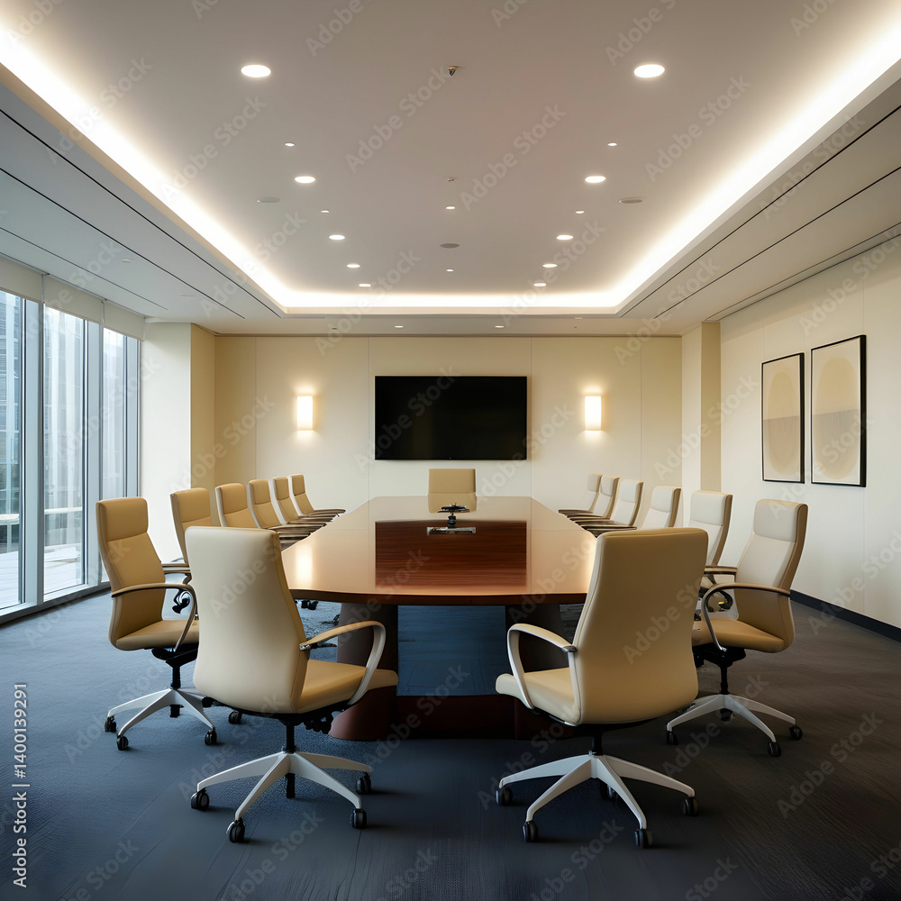 Fototapeta premium Empty office hall conference room light modern meeting office interior