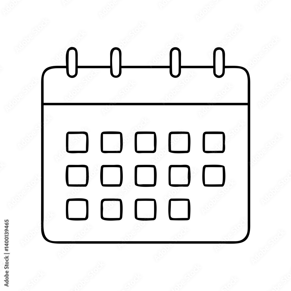 Simple Line Drawing of a Calendar Icon for Scheduling Events and Appointments Simple Line Drawing of a Calendar Icon for Scheduling Events and Appointments
