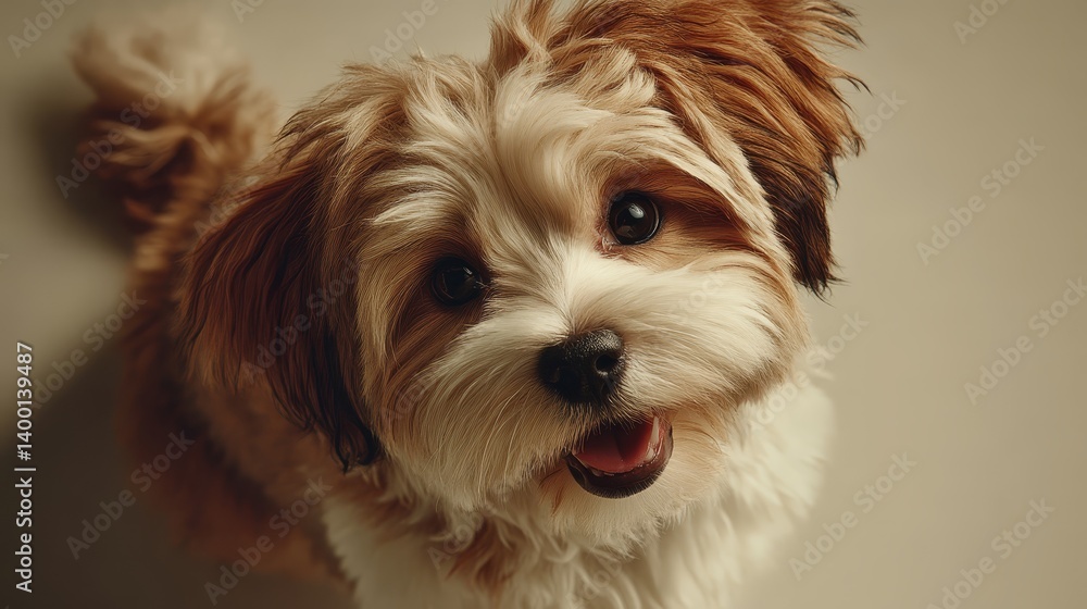 Charming small dog with a stylish long haircut posing for picture adorable Charming small dog with a stylish long haircut posing for picture adorable