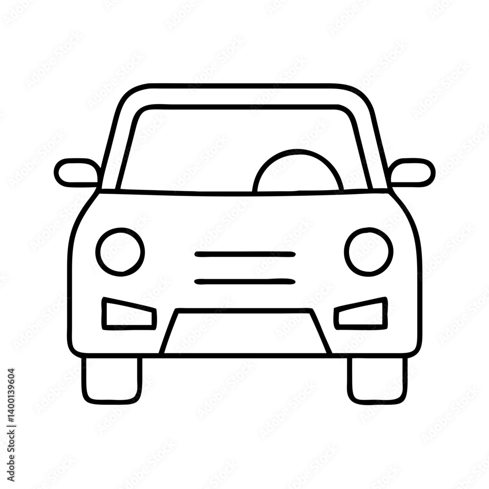 Simple Line Drawing of a Car Front View Illustration Vehicle Transportation Icon Simple Line Drawing of a Car Front View Illustration Vehicle Transportation Icon