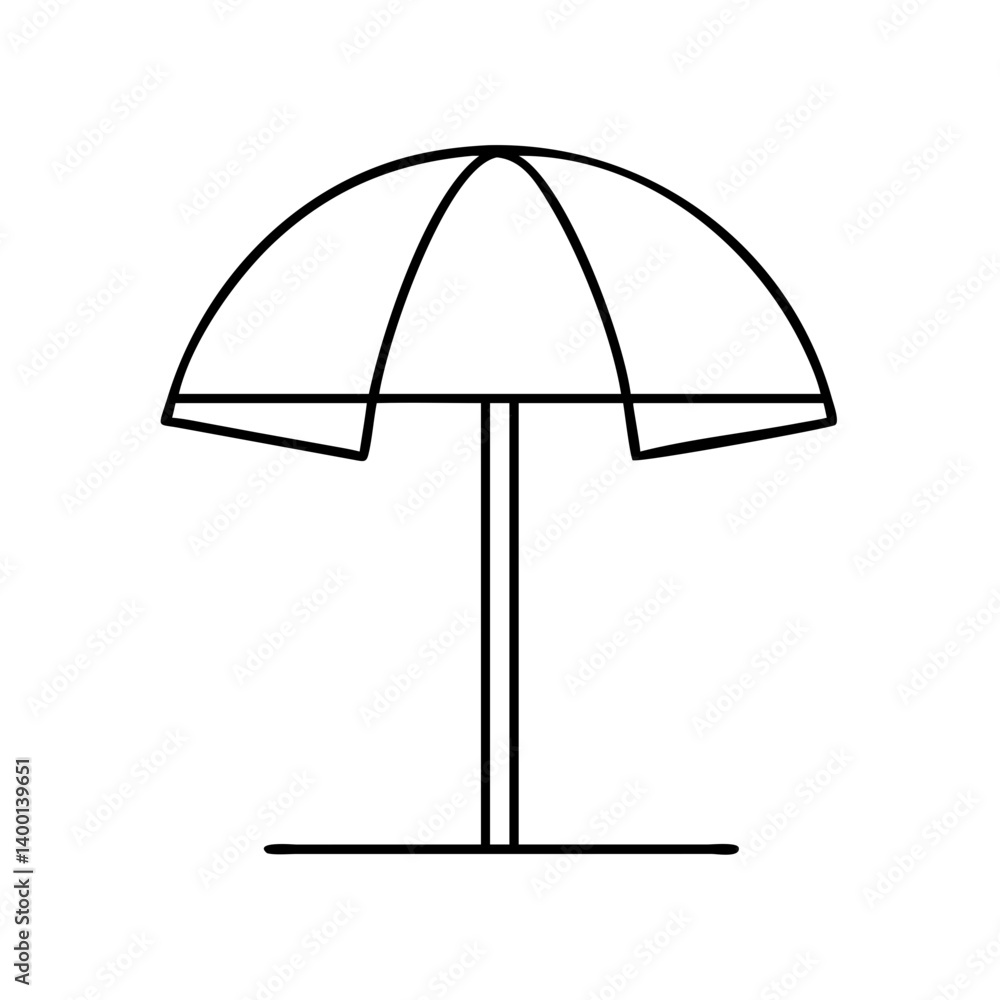 Simple Line Drawing of a Beach Umbrella for Summer Shade and Sun Protection Simple Line Drawing of a Beach Umbrella for Summer Shade and Sun Protection