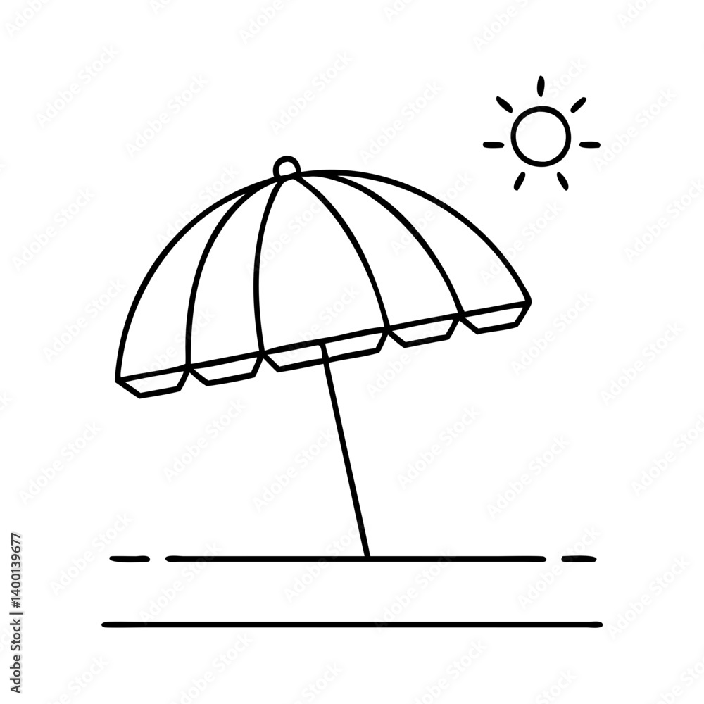 Beach Umbrella Under the Summer Sun A Relaxing Day at the Seaside Beach Umbrella Under the Summer Sun A Relaxing Day at the Seaside