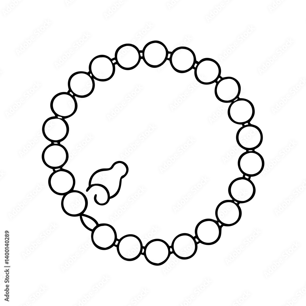 Obraz premium Simple Line Drawing of a Pearl Bracelet with Clasp