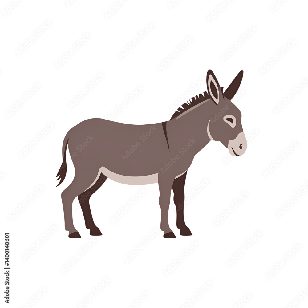 Donkey illustration standing on isolated background in side view position Donkey illustration standing on isolated background in side view position