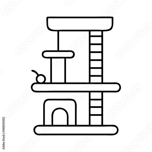 Multilevel Cat Tree Furniture with Ladder and Platform for Climbing and Playing