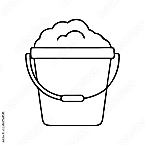 A Line Drawing of a Bucket Filled with Cleaning Soap or Detergent