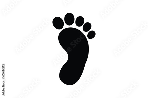 Foot print silhouette on white background