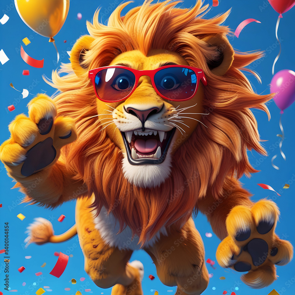 Fun 3D cartoon lion dancing Fun 3D cartoon lion dancing