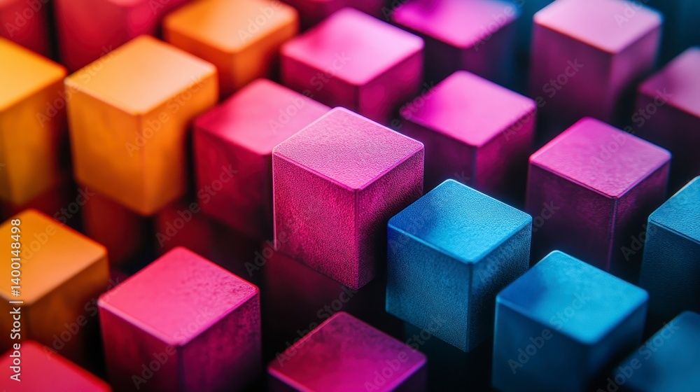 Fototapeta premium Colorful Blocks with a Gradient Design Creating a 3D Effect