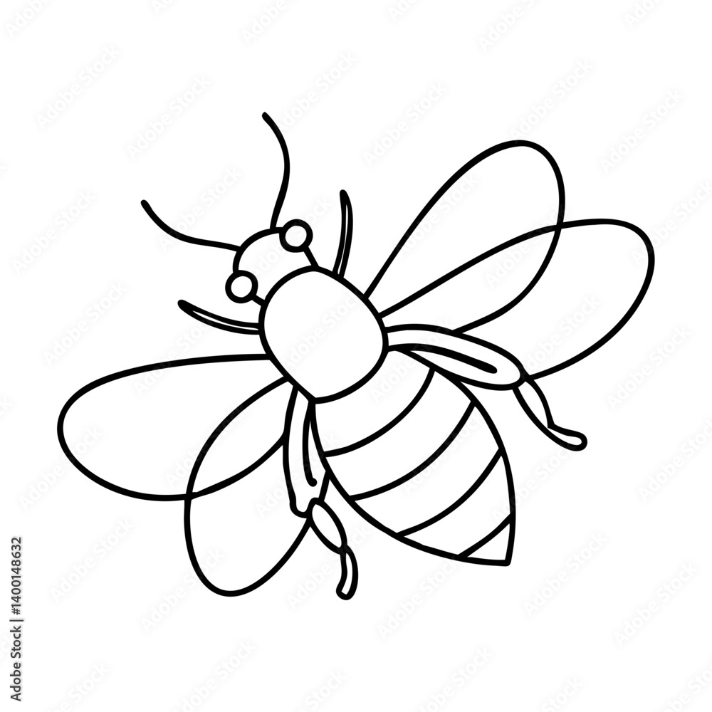 Obraz premium A Simple Line Drawing of a Cute Honeybee Insect