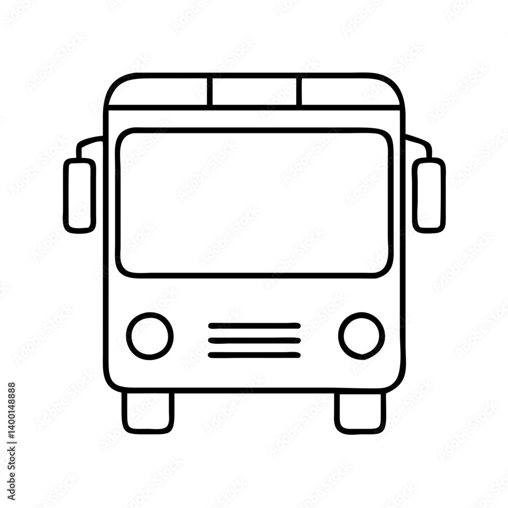 A Simple Line Drawing of a Front View School Bus for Kids A Simple Line Drawing of a Front View School Bus for Kids