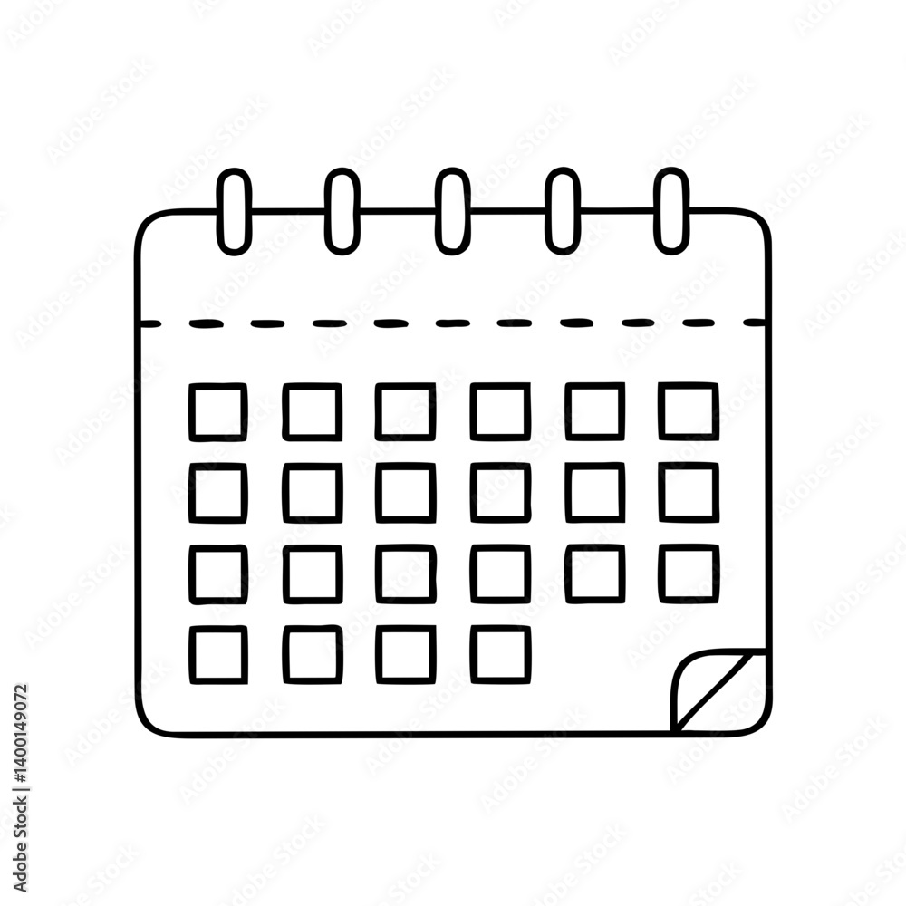 Simple Black and White Calendar Icon Illustration Design for Monthly Schedule Planning Simple Black and White Calendar Icon Illustration Design for Monthly Schedule Planning