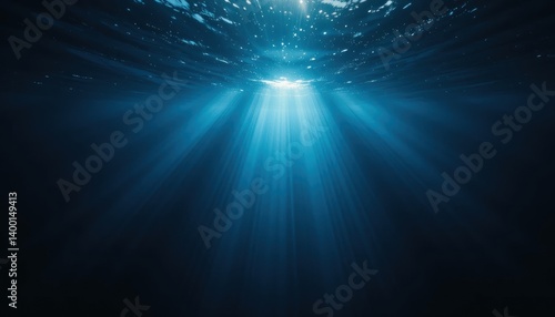 Deep Ocean Light: Ethereal Blue Rays Illuminate the Underwater Abyss.