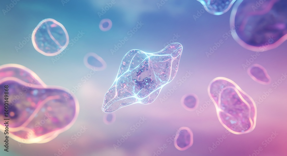 Abstract Floating Shapes with Glowing Outlines in a Soft Pastel Atmosphere Abstract Floating Shapes with Glowing Outlines in a Soft Pastel Atmosphere
