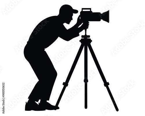 Silhouette of a photographer: A dynamic silhouette of a dedicated photographer at work