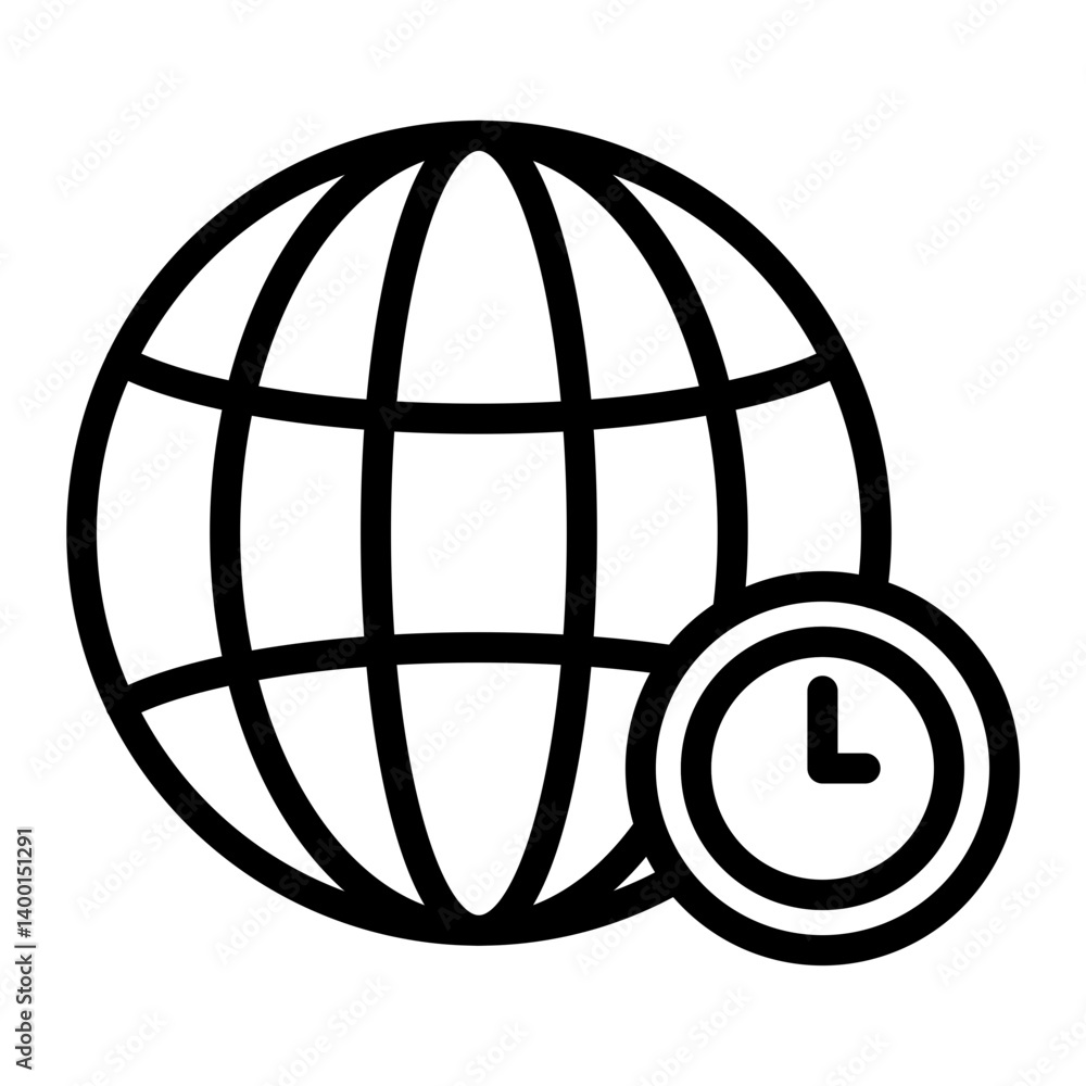 Time Zone Vector Line Icon Design Time Zone Vector Line Icon Design