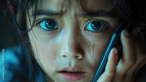 Distressed child on phone