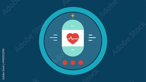 Sleek Design A streamlined ovalshaped handheld device with a glowing screen that displays vital signs such as heart rate and pressure surrounded by a minimalistic interface.