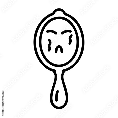 creepy mirror editable outline icon design. Helloween related icon.