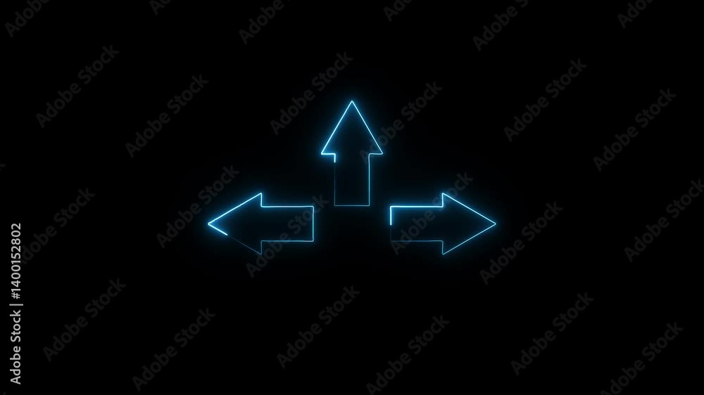 Abstract direction neon arrow sign icon animation. Abstract direction neon arrow sign icon animation.