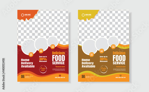 Food flyer design a4 size and print design for vector template, healthy food and restaurant menu template.