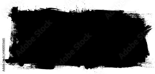 black ink brushed painting artistic blank banner label grunge graphic element abstract background