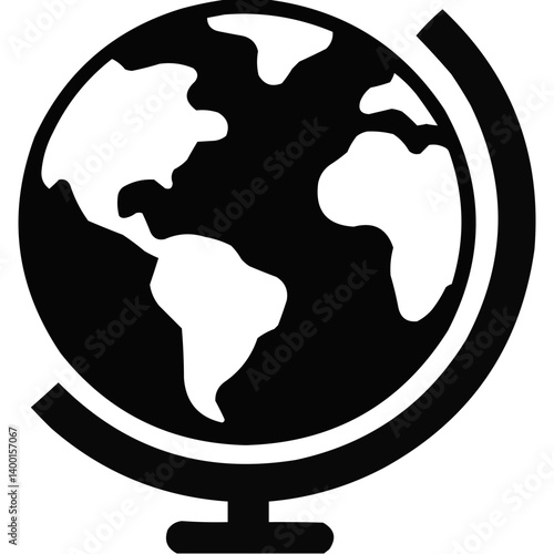 Globe icon in minimalist style representing Earth  