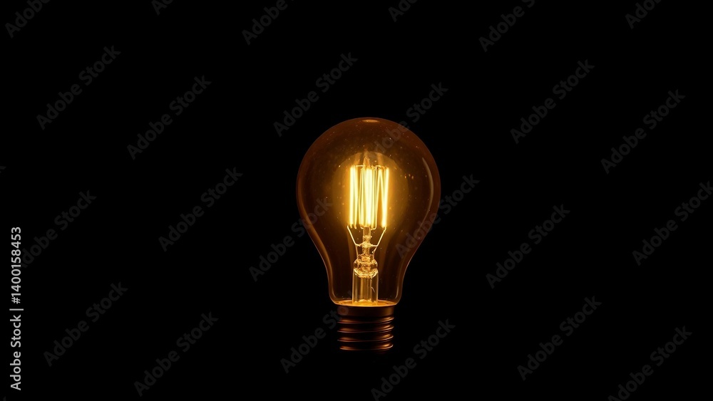 Light bulb isolated on black And an idea of genius springs up isolated on transparent background Light bulb isolated on black And an idea of genius springs up isolated on transparent background