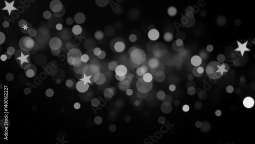 Black Background with White Swirls and Stars