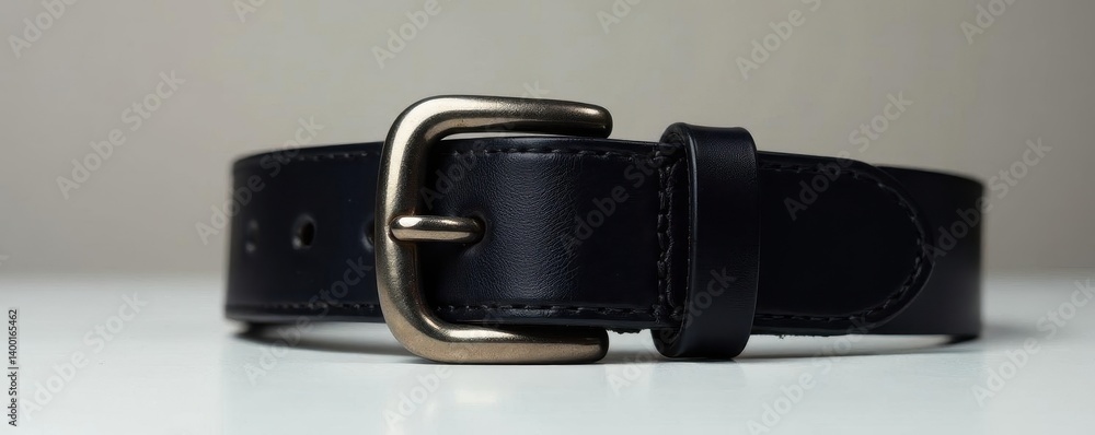 Narrow black leather belt, subtle sheen, simple buckle, belt, fashion Narrow black leather belt, subtle sheen, simple buckle, belt, fashion