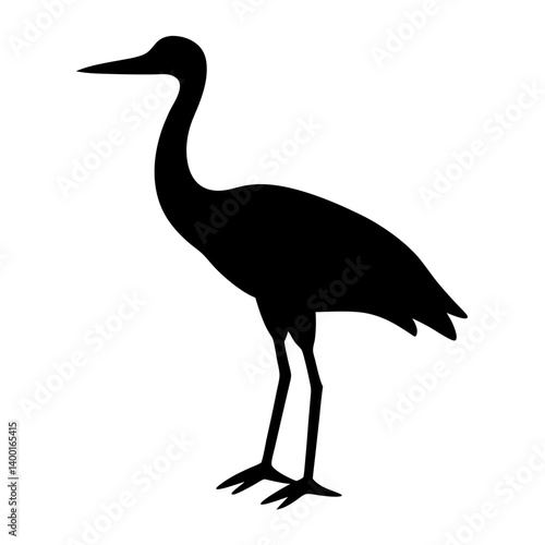 Elegant heron silhouette standing on a white background with grace and poise
