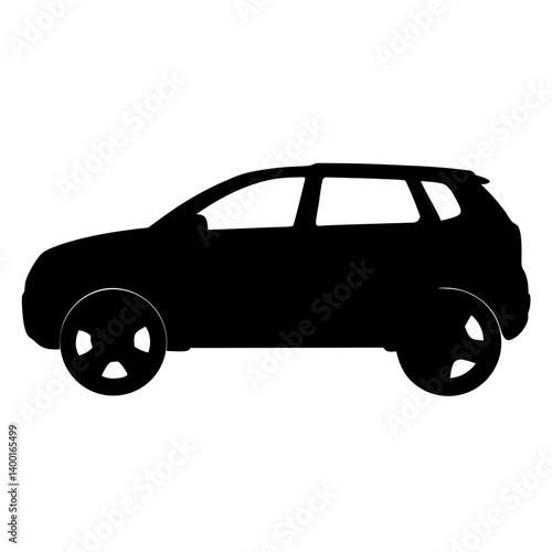 Black Silhouette of an SUV Car on a White Background Illustration