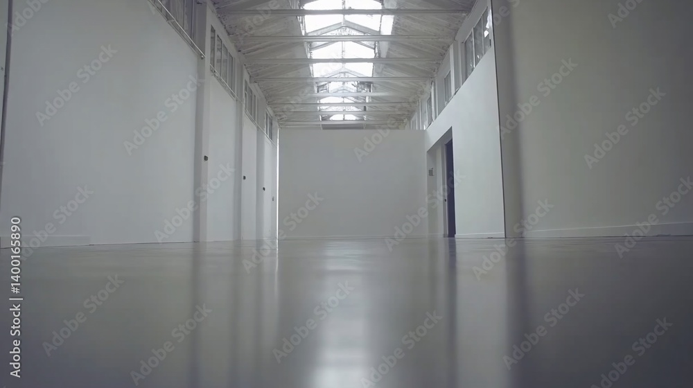 Empty White Corridor in Modern Building: A Study in Minimalist Architecture Empty White Corridor in Modern Building: A Study in Minimalist Architecture