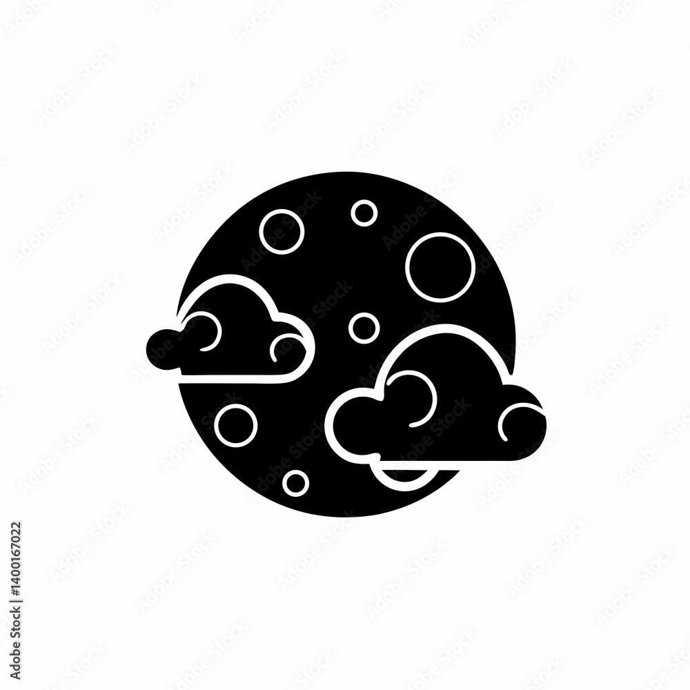 Fototapeta premium creative details Moon with Clouds Icon Vector Illustration