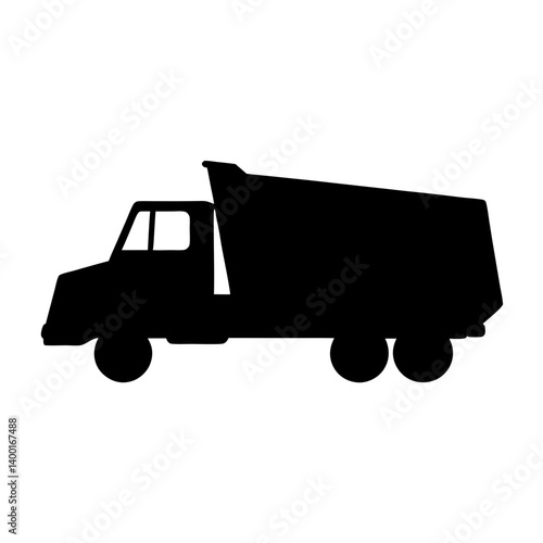Silhouette of a Heavy Duty Dump Truck on a White Background