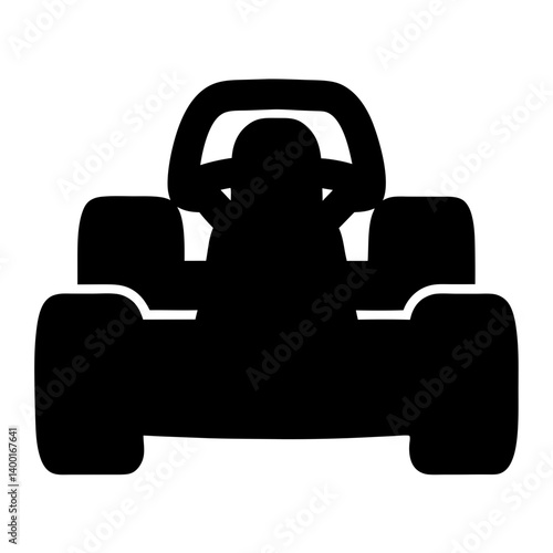 Silhouette of a go kart or racing car from a front view